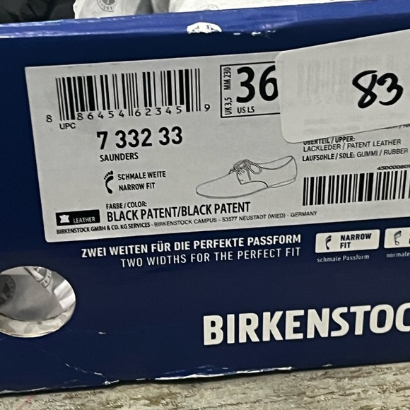 Birkenstock Saunders Womens Black Patent Lace-Up NWT NWB Shoes Size 36/5 - Picture 9 of 9